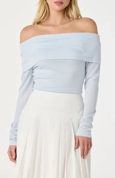 Astr The Label Margie Off The Shoulder Knit Top In Blue