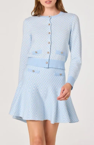 Astr The Label Marian Plaid Cardigan In Blue