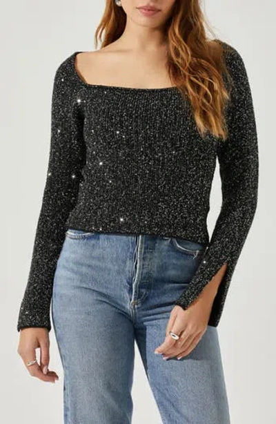 Astr The Label Marina Metallic Sweater In Animal Print