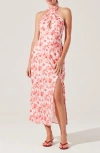 Astr The Label Marisa Floral Print Halter Dress In Coral Floral