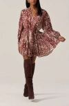 Astr The Label Marisela Long Sleeve Minidress In Burgundy