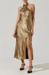 Astr The Label Marissa Golden Halter Maxi Dress In Gold