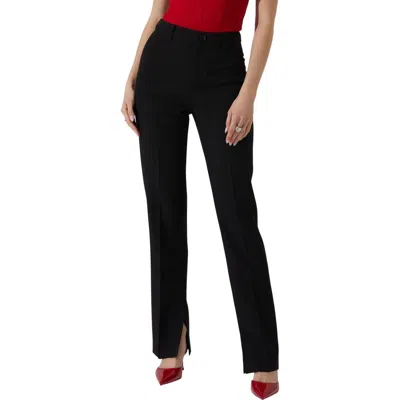 Astr The Label Marlowe High Waist Slit Hem Pants In Black