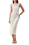 Astr The Label Martina Mixed Media Midi Dress In White