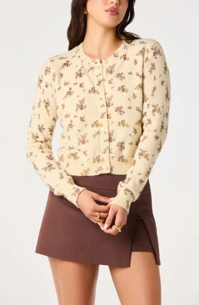 Astr The Label Mary Floral Cardigan In Neutral