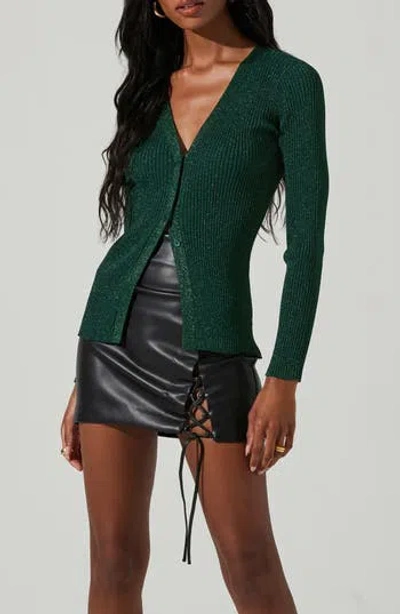 Astr The Label Maude Metallic Ribbed Cardigan