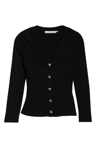 Astr The Label Mckenzie V-neck Cardigan In Black