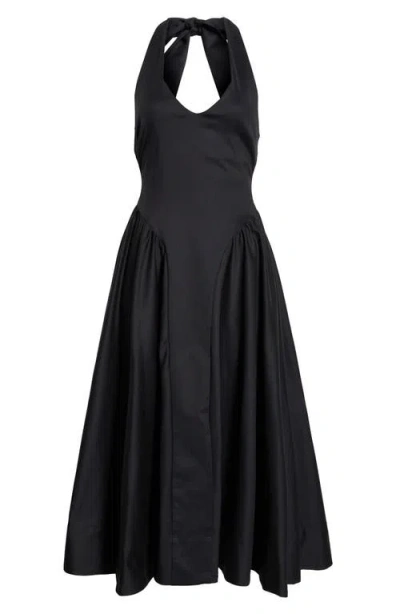 Astr The Label Meana Halter Neck Cotton Blend Dress In Black