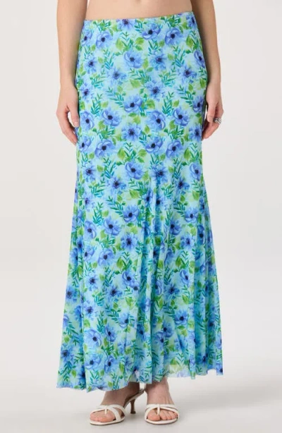 Astr The Label Mejra Floral Print Maxi Skirt In Blue