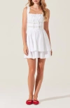 Astr The Label Melaine Lace Detail Cotton Blend Minidress In White