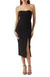Astr The Label Melani Strapless Body-con Midi Dress In Black