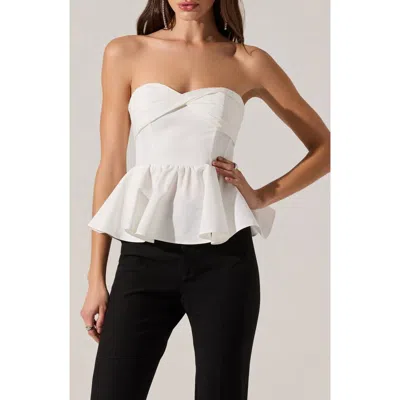 Astr The Label Melia Strapless Peplum Top In White