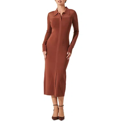 Astr The Label Mesh Yoke Long Sleeve Shirtdress In Mulberry