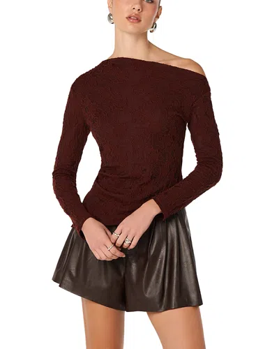 Astr The Label Miah Asymmetric Neck Top In Burgundy