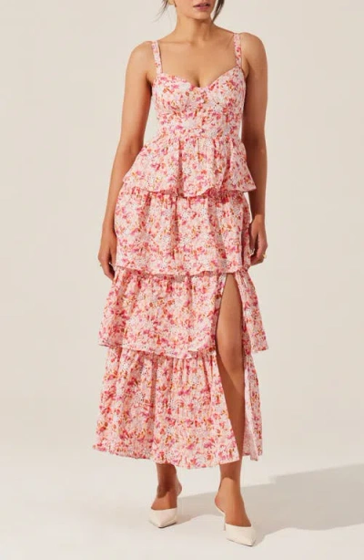 ASTR ASTR THE LABEL MIDSUMMER FLORAL TIERED COTTON MAXI DRESS
