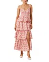 Astr The Label Midsummer Floral Print Tiered Ruffle Dress In Pink Multi