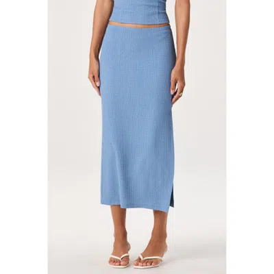 Astr The Label Milana Rib Midi Skirt In Blue