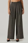 Astr The Label Milani Herringbone High Waist Wide Leg Pants In Brown