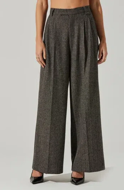 Astr The Label Milani Herringbone High Waist Wide Leg Pants In Multi