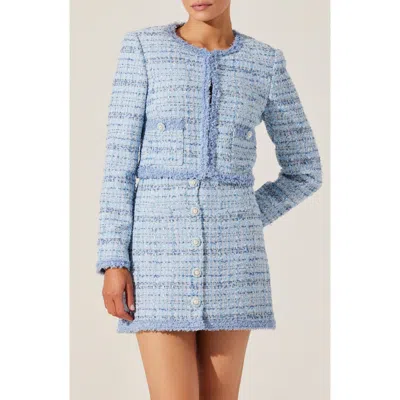 Astr The Label Milena Tweed Jacket In Blue
