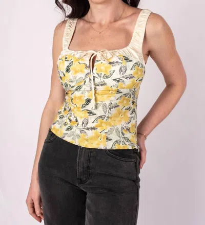 Astr [ The Label] Milkmaid Top - Lemon Floral In Multi