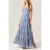 Astr The Label Mireya Structured Tiered Dress In Dusty Blue