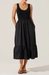 Astr The Label Mixed Media Fit & Flare Dress In Black