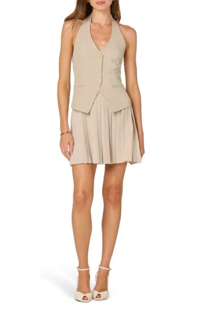 Astr The Label Mixed Media Halter Dress In Neutral