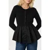 Astr The Label Mixed Media Peplum Top In Black