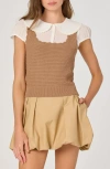 Astr The Label Mixed Media Sweater In Brown