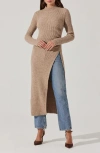 Astr The Label Mock Neck Rib Longline Sweater In Oatmeal