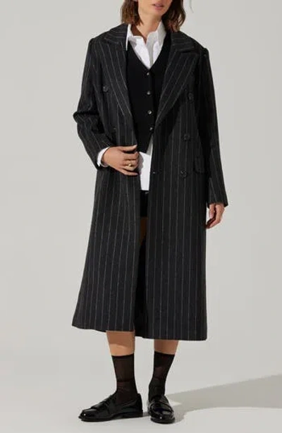 Astr The Label Morana Pinstripe Double Breasted Coat In Gray