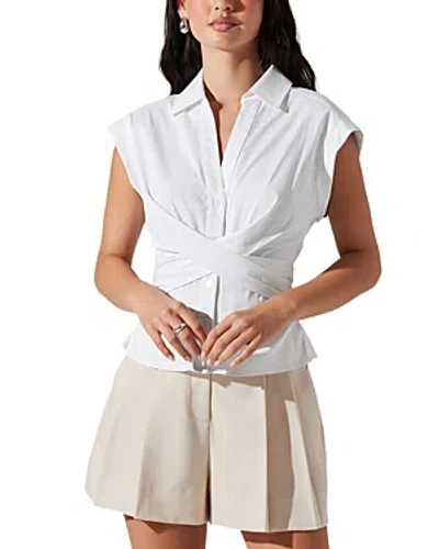 Astr The Label Muir Crossover Front Blouse In White