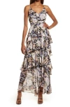 Astr Multi Ruffle Maxi Dress
