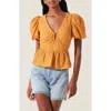 Astr The Label Mylah Puckered Top In Mustard