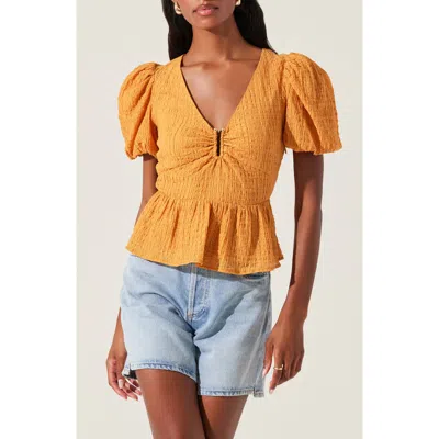 Astr The Label Mylah Puckered Top In Mustard