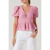 Astr The Label Mylah Puckered Top In Pink