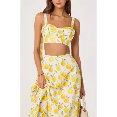 Astr The Label Myria Lemon Print Crop Top In Multi