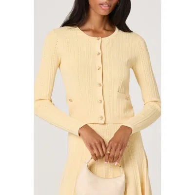 Astr The Label Myrtle Pointelle Knit Cardigan In Yellow