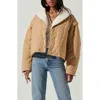 Astr The Label Nadine Faux Shearling Trim Quilted Jacket In Brown