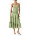 Astr The Label Nathalia Eyelet Embroidered Cotton Midi Dress In Sage
