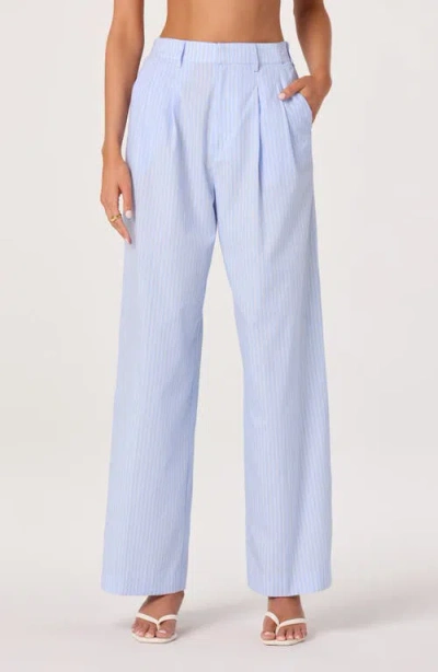 Astr The Label Neha Stripe Cotton Pants In Blue