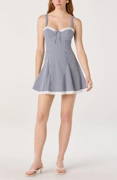 Astr The Label Nicolette Lace & Gingham Minidress In Gray