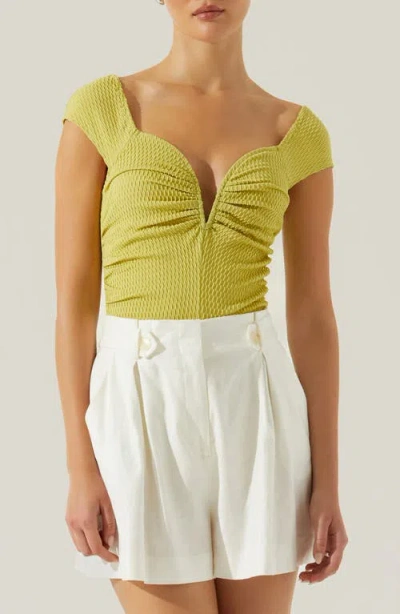 Astr The Label Ninette Textured Bodysuit In Avocado