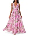Astr The Label Noya Floral Pleated Cutout Maxi Dress In Pink Floral