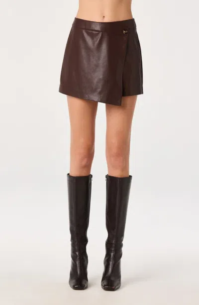 Astr The Label Oaklee Faux Leather Skort In Brown