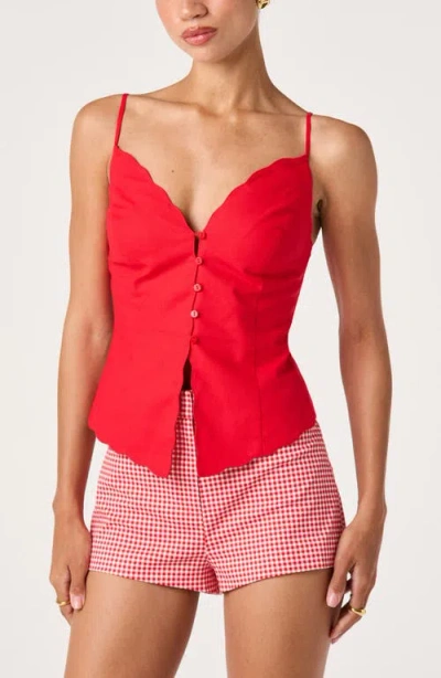 Astr The Label Odette Scallop Hem Camisole In Red