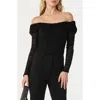Astr The Label Off The Shoulder Lace Top In Black