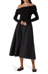 Astr The Label Off The Shoulder Long Sleeve Dress In Black