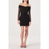 Astr The Label Off The Shoulder Long Sleeve Mesh Minidress In Black